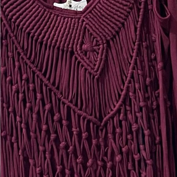 NWT Mono Reno burgundy fringe dress. - Picture 3 of 3